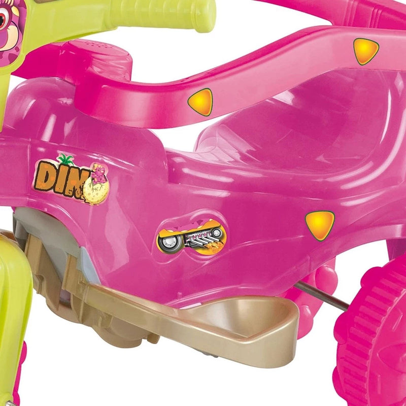 Triciclo Infantil Velotrol Menina Motoca Motoquinha Dino Pink Com Som