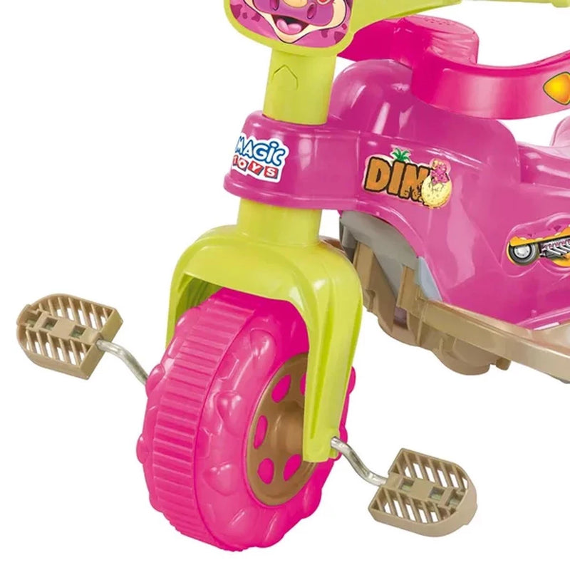 Triciclo Infantil Velotrol Menina Motoca Motoquinha Dino Pink Com Som