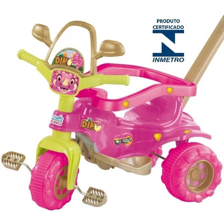 Triciclo Infantil Velotrol Menina Motoca Motoquinha Dino Pink Com Som