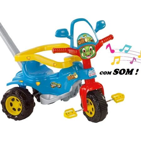 Velotrol Infantil Menino Triciclo Motinho Moto Dino Azul